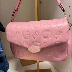 Guess Blush Pink Embossed Shoulder Bag